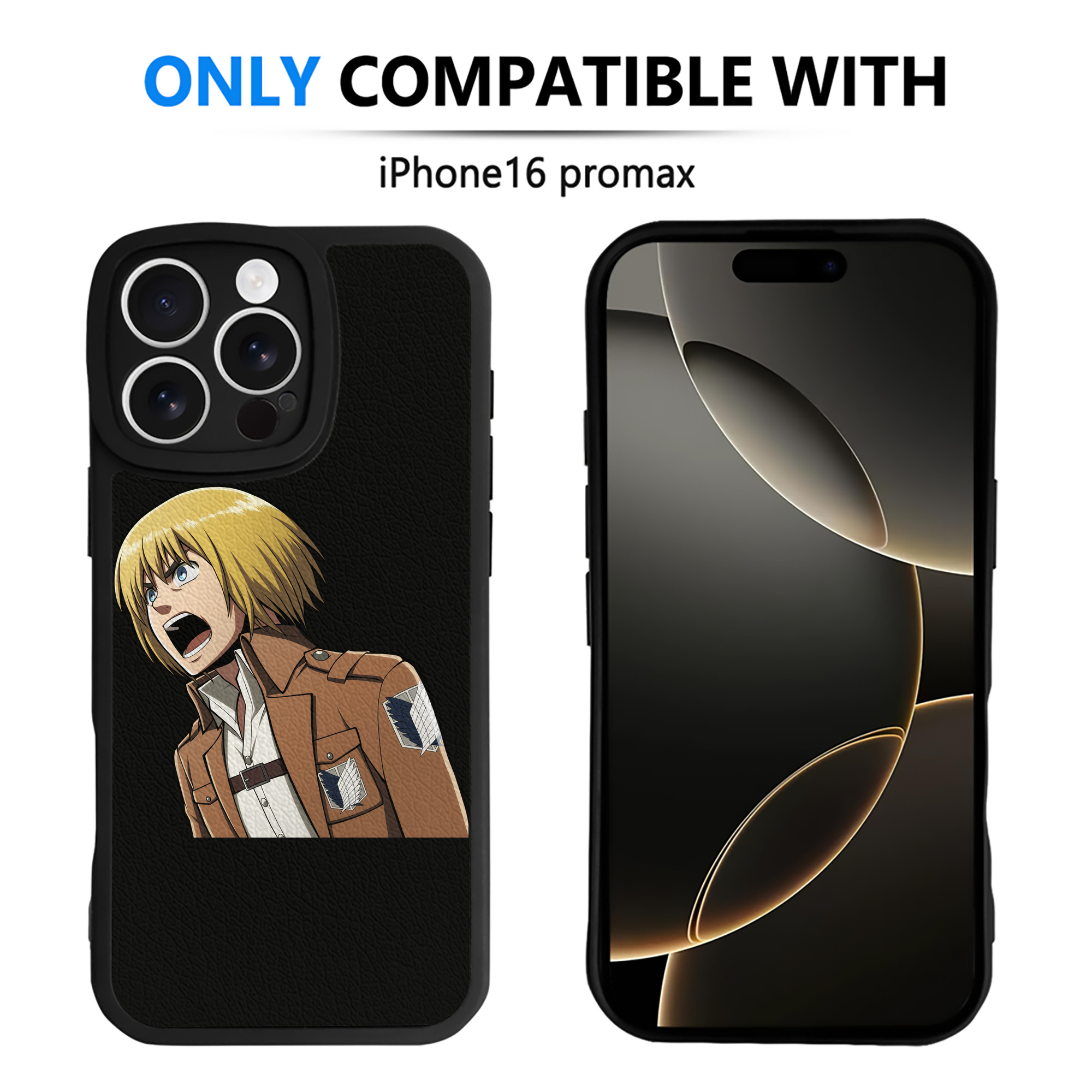 （画像用） 進撃の巨人 アルミン·アルレルト Attack on Titan Armin Arlert 【iPhone 16シリーズ対応】シリコンスマホケース（レザー調） 材質：シリコン